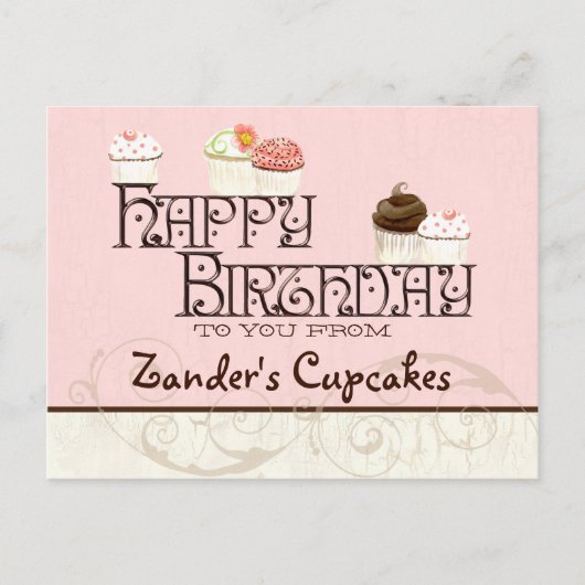 Letter Z Gelukkige Verjaardag Cupcake Zakelijke an Briefkaart (Voorkant)