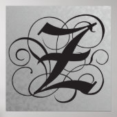 Letter Z, Gothic Monogram Black Poster (Voorkant)
