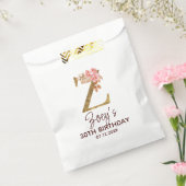 Letter Z Gouden Monogram Roze Rozen Bedankzakje (Gezegeld)