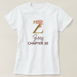 Letter Z Gouden Monogram Roze Rozen Verjaardag T-shirt