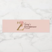 Letter Z Gouden Monogram Roze Rozen Waterfles Etiket (Enkel label)