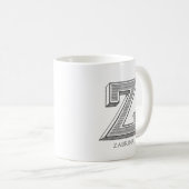 Letter Z Grijs Monogram Moderne naam Koffiemok (Voorkant rechts)