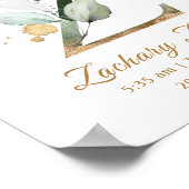 Letter Z Groene en goudbladerselderij Baby Geboort Poster (Hoek)