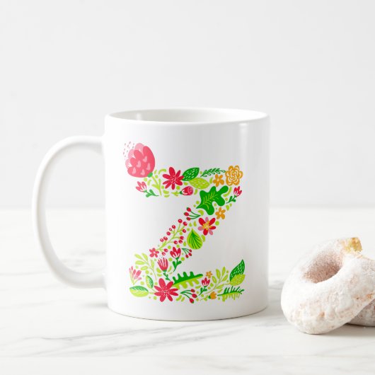 Letter z in Flowers Coffee Mok (Met donut)