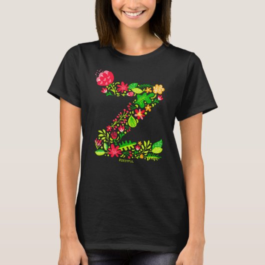Letter z in Flowers T-Shirt (Voorkant)