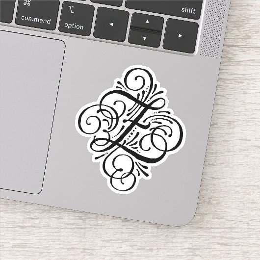 Letter Z Initiaal Elegant Flourish Monogram Sticker (Detail)