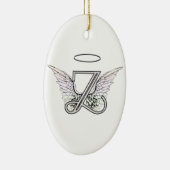 Letter Z Initiaal Monogram met Angel Wings & Halo Keramisch Ornament (Rechts)