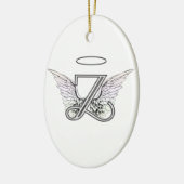 Letter Z Initiaal Monogram met Angel Wings & Halo Keramisch Ornament (Links)