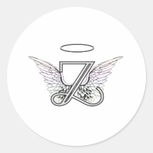 Letter Z Initiaal Monogram met Angel Wings & Halo Ronde Sticker