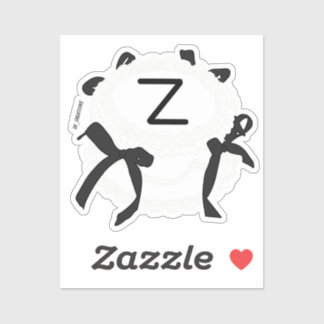 Letter Z Initial Black And White Bow Vintage Cake Sticker
