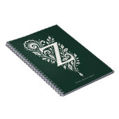 Letter Z Linocut Botanische Monogram Notitieboek (Rechterzijde)