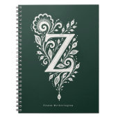 Letter Z Linocut Botanische Monogram Notitieboek (Voorkant)