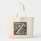Letter Z Medieval Monogram  Initiaal Groot Grote Tote Bag (Voorkant)