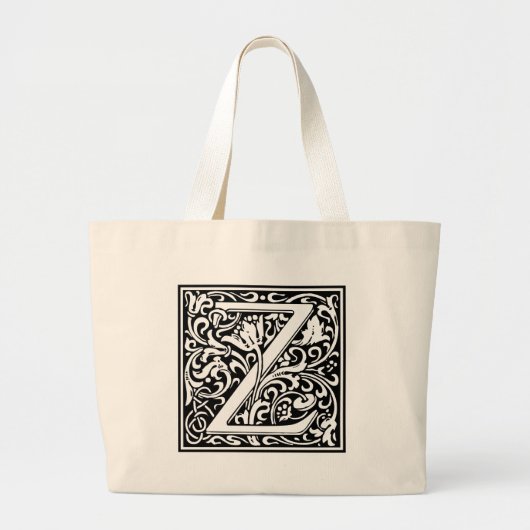 Letter Z Medieval Monogram Initiaal Groot Grote Tote Bag (Voorkant)