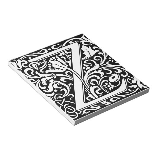 Letter Z Medieval Monogram Initiaal Notitieblok (Schuin)