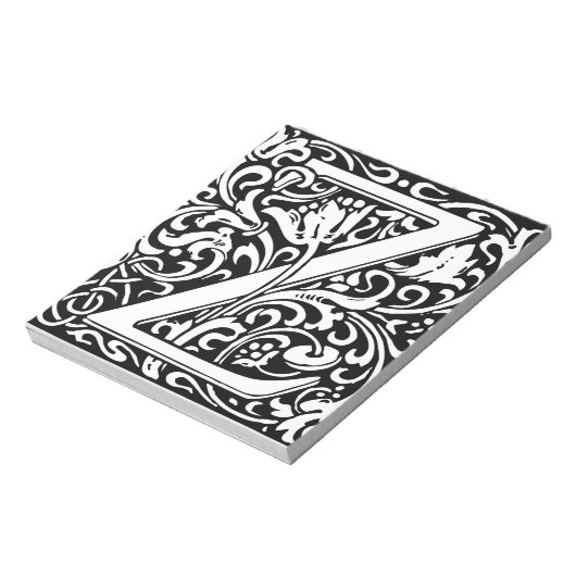 Letter Z Medieval Monogram Initiaal Notitieblok (Linkerzijde)