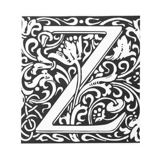 Letter Z Medieval Monogram Initiaal Notitieblok (Voorkant)