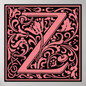 Letter Z Medieval Monogram Initiaal Poster (Voorkant)