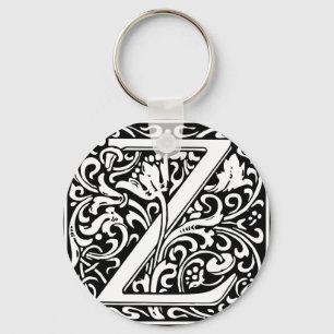 Letter Z Medieval Monogram  Initiaal Sleutelhanger