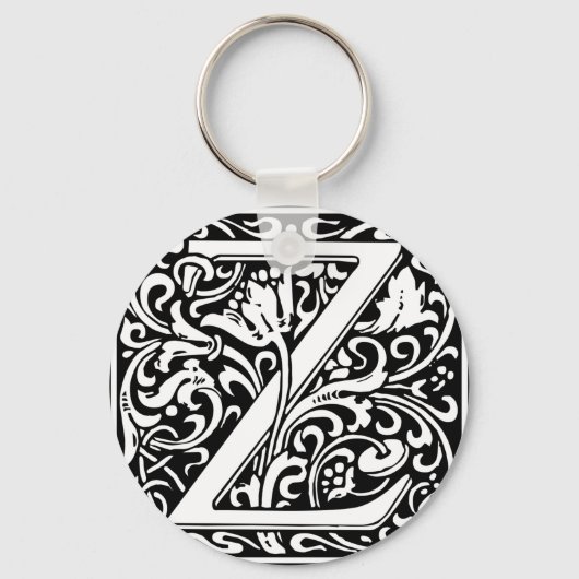 Letter Z Medieval Monogram Initiaal Sleutelhanger (Voorkant)