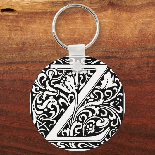 Letter Z Medieval Monogram Initiaal Sleutelhanger (Voorkant)