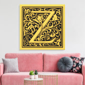 Letter Z Middeleeuwse Monogram Art Nouveau Canvas Afdruk (Insitu (Woonkamer))