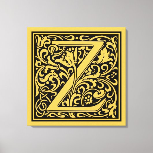 Letter Z Middeleeuwse Monogram Art Nouveau Canvas Afdruk (Voorkant)