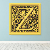 Letter Z Middeleeuwse Monogram Art Nouveau Canvas Afdruk (Insitu (Houten vloer))