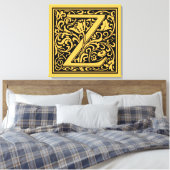 Letter Z Middeleeuwse Monogram Art Nouveau Canvas Afdruk (Insitu (Slaapkamer))