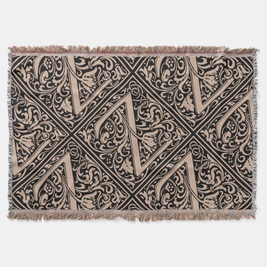 Letter Z Middeleeuwse Monogram Art Nouveau Deken (Voorkant)