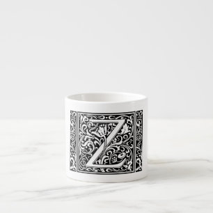 Letter Z Middeleeuwse Monogram Art Nouveau Espresso Kop