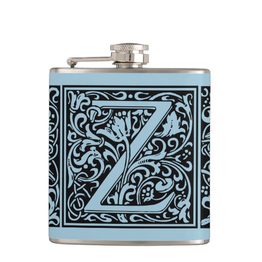Letter Z Middeleeuwse Monogram Art Nouveau Heupfles (Voorkant)