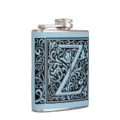 Letter Z Middeleeuwse Monogram Art Nouveau Heupfles (Rechts)