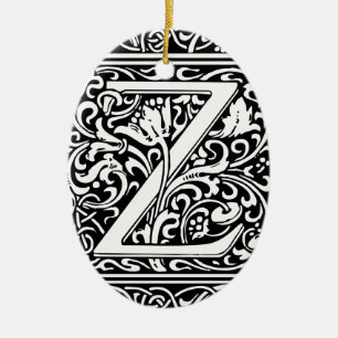 Letter Z Middeleeuwse Monogram Art Nouveau Keramisch Ornament