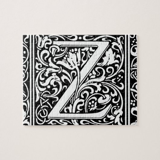 Letter Z Middeleeuwse Monogram Art Nouveau Legpuzzel (Horizontaal)