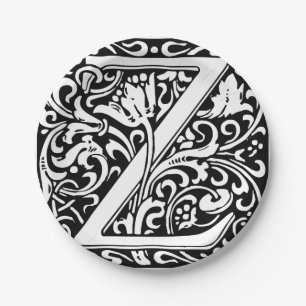 Letter Z Middeleeuwse Monogram Art Nouveau Papieren Bordje