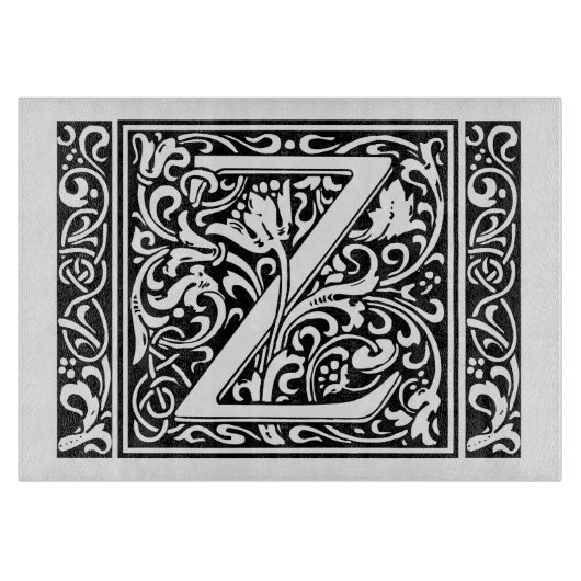 Letter Z Middeleeuwse Monogram Art Nouveau Snijplank (Voorkant)