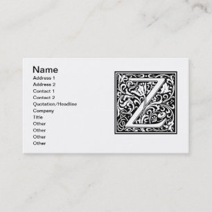 Letter Z Middeleeuwse Monogram Art Nouveau Visitekaartje