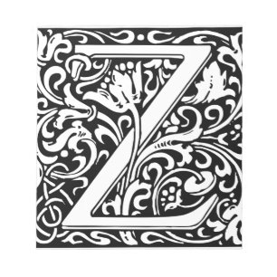 Letter Z Middeleeuwse Monogram Vintage Initiaal Notitieblok