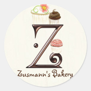 Letter Z Monogram Cupcake Logo Business Stickers