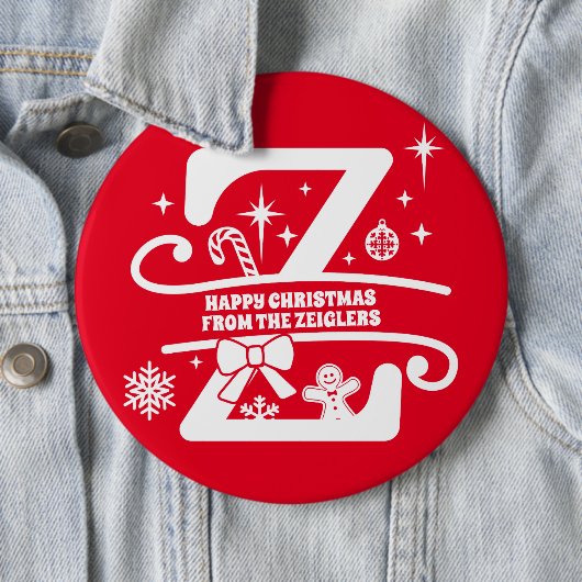 Letter Z Monogram Initiaal Familienaam Greeting Ronde Button 6,0 Cm (In situ)