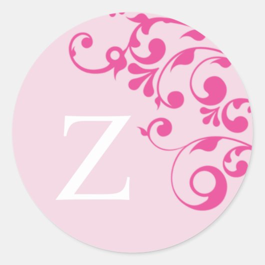 Letter Z Monogram roze bruiloft Envelope zegels (Voorkant)