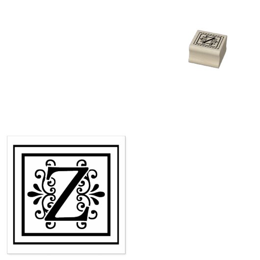 Letter Z Monogram Rubberstempel (Gestempeld)