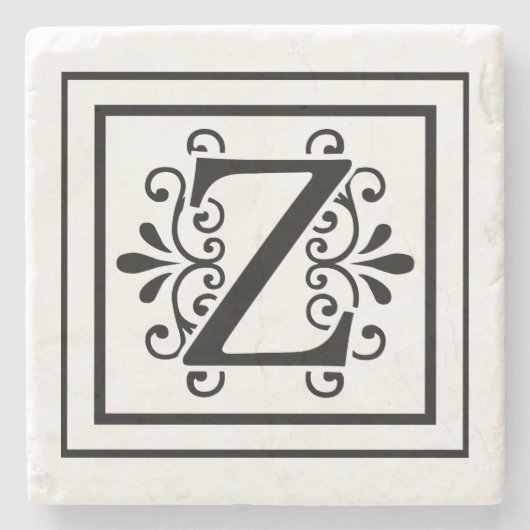 Letter Z Monogram Stone Onderzetters (Voorkant)