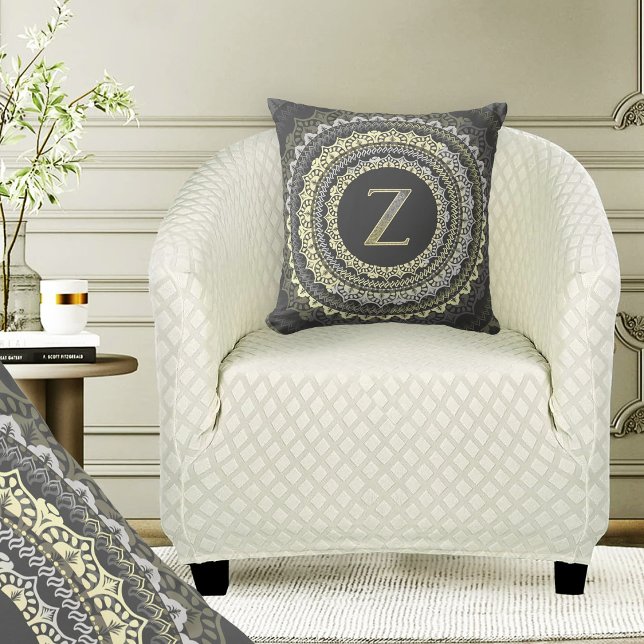 Letter Z Monogram Vintage Symmetrisch Patroon Kussen (Creator heeft geüpload)