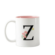 Letter Z Monogram Waterverf bloemen roze geel