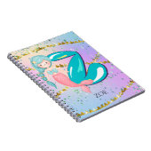 Letter Z Monogram Waterverf Cute Mermaid Nursery Notitieboek (Rechterzijde)