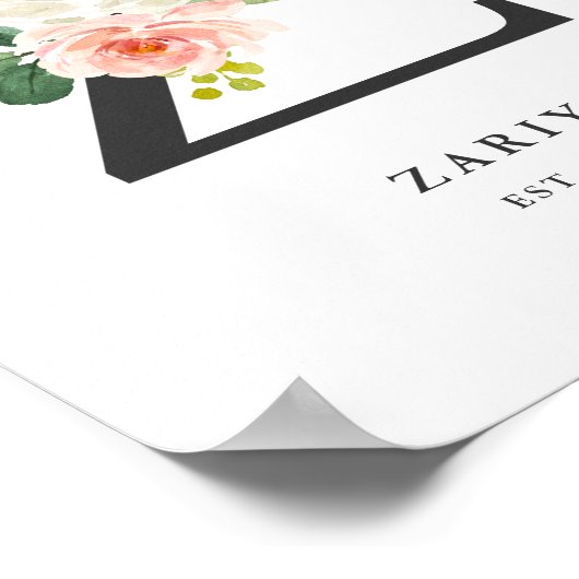 Letter Z Monogram Waterverf Peach Florals Nursery Poster (Hoek)