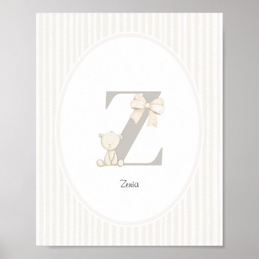 Letter Z Nursery Wall Art - Custom Baby Name Print (Voorkant)