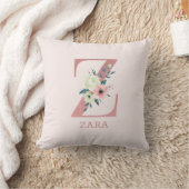 Letter Z Roze Waterverf Bloemen Monogram Kinderkam Kussen (Deken)